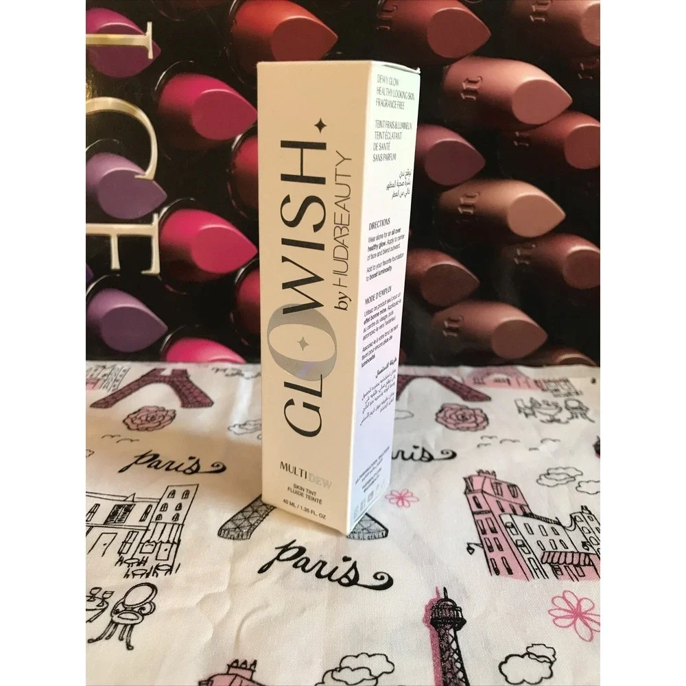 HUDA BEAUTY GLOWISH MULTI DEW SKIN TINT 1.35 OZ BOXED - deep tan 10